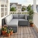 preview thumbnail 5 of 24, 4-Piece Oversized Outdoor Modular Sofa Set, 27.5" Wide Wicker Patio Conversation Set with 4-Inch Thick Cushions