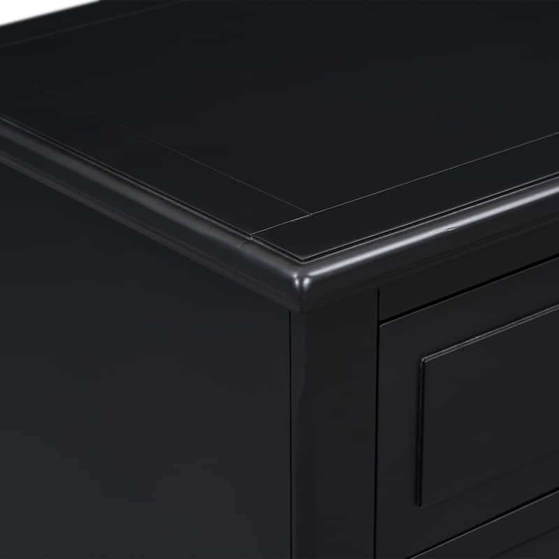 Fully Assembled 3-Drawer Nightstand, MDF & Pine Wood with Rubberwood Legs, Metal Ball Slide Glides