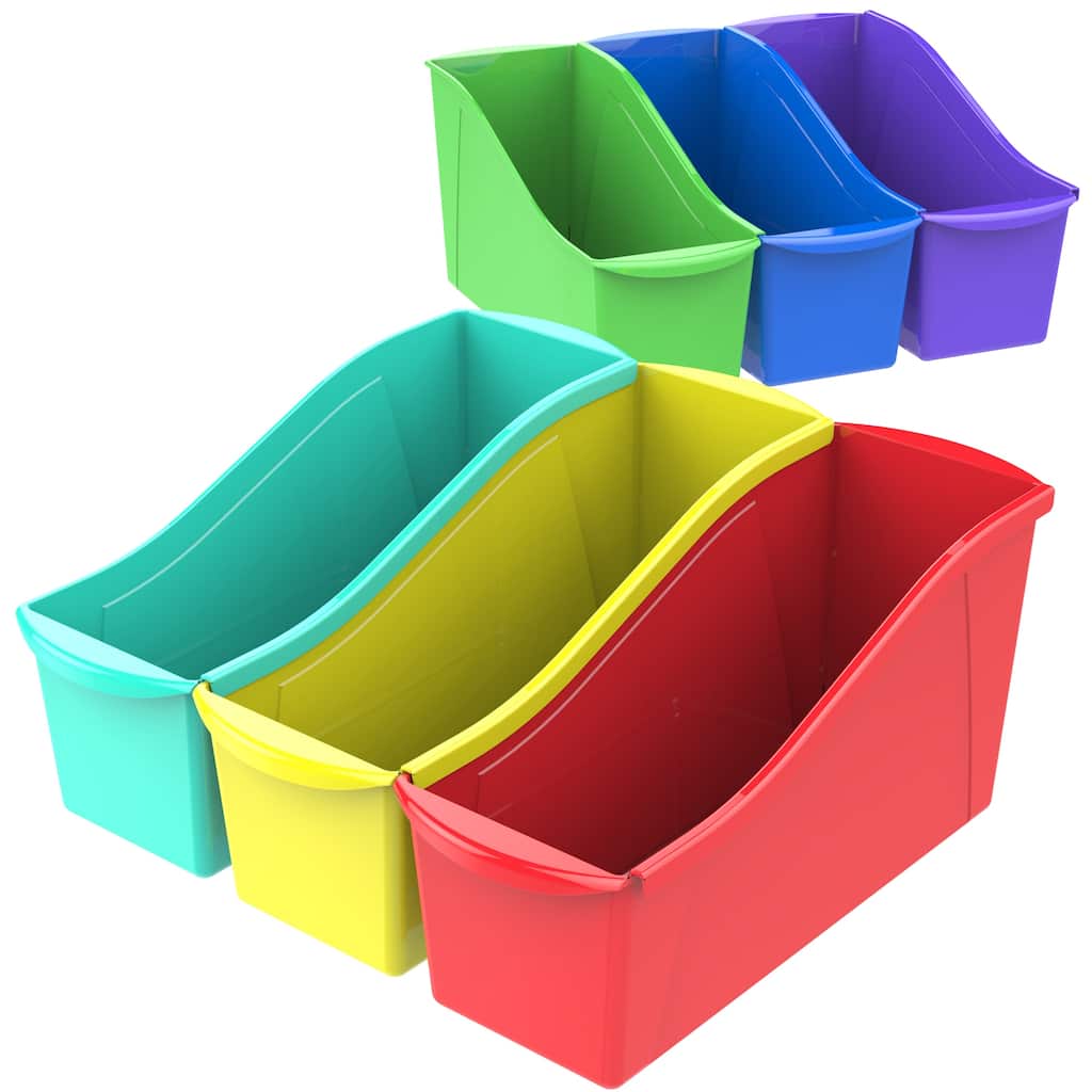 Storex Large Book Bin, Assorted Color, Set of 6