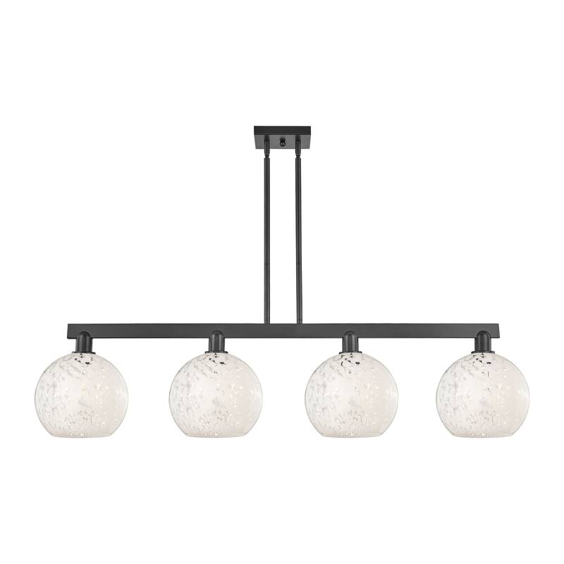 Innovations Lighting Endless Possibilities Arcadia - White Mouchette - 4 Light 53" Stem Hung Island Light - Matte Black