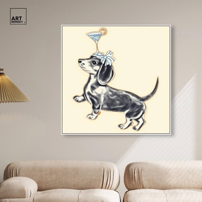 Martini Pup I Canvas by Art Remedy