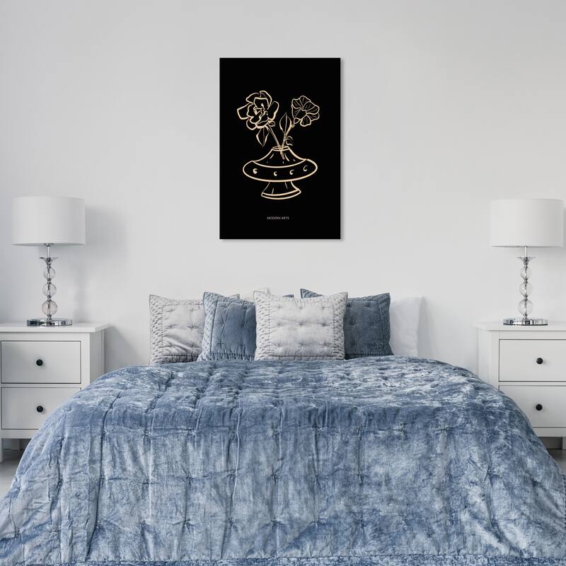 Wynwood Studio Canvas Floral and Botanical A Drawing of my Flowers Black and Modern & Contemporary Wall Art Canvas Print - 24 x 36