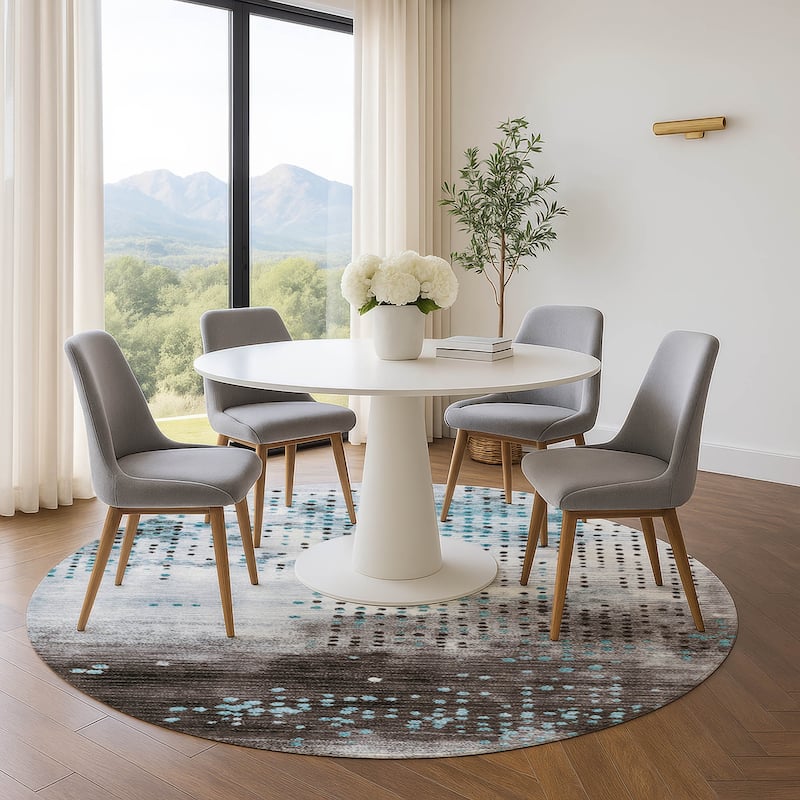 Premium Washable Super Soft Modern Contemporary Mayfield Rug - Teal - 8' x 8'