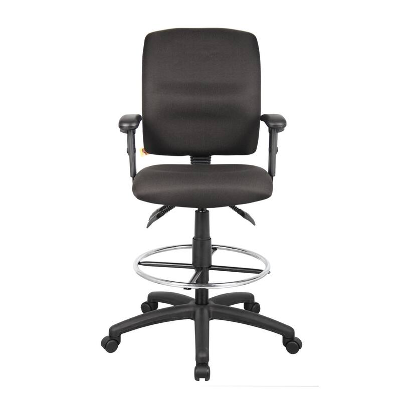 Jea Drafting Stool, Seat Tilt Lock, Adjustable Arms, Black Crepe