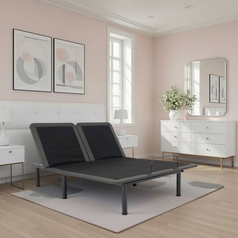 Bridgevine Home Flex Top Quick Assembly Adjustable Bed Frame with Voice Activated Controls