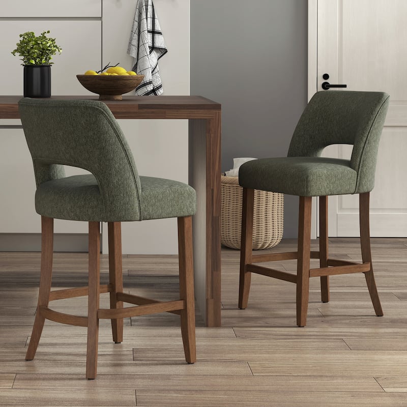 Set of 2/4/6,Upholstered Counter Height Bar Stools,Modern Counter Stools with Wood Legs for Kitchen Island Dining Room Bar