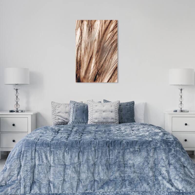 Wynwood Studio Canvas Animals Copper Brown Feather Gold and Modern & Contemporary Wall Art Canvas Print - 36 x 24