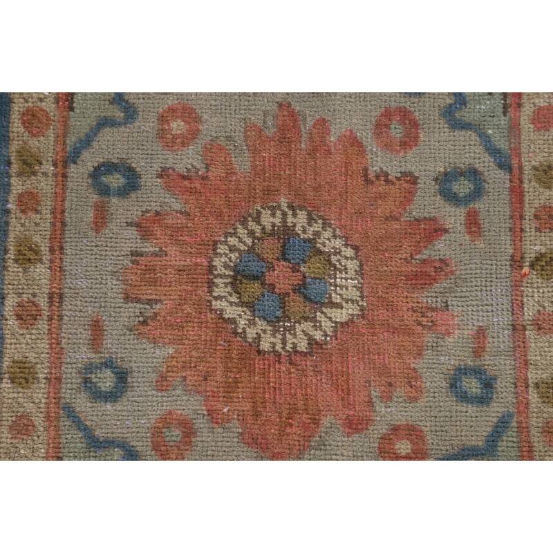 Brown Geometric Bakhtiari Persian Vintage Rug Handmade Wool Carpet - 6'9"x 9'4"