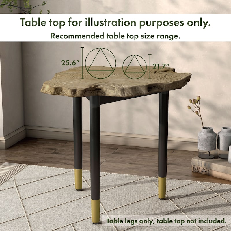 Furniture of America Mil Modern Tapered Black & Gold Table Legs for End Table