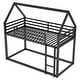 preview thumbnail 11 of 24, Twin House Bunk Bed with Built-in Ladder, Slide & Guardrails, Black