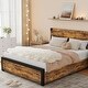 preview thumbnail 5 of 23, Full/Queen/King Size Metal Bed Frame with 4 Storage Drawers and Wood Headboard