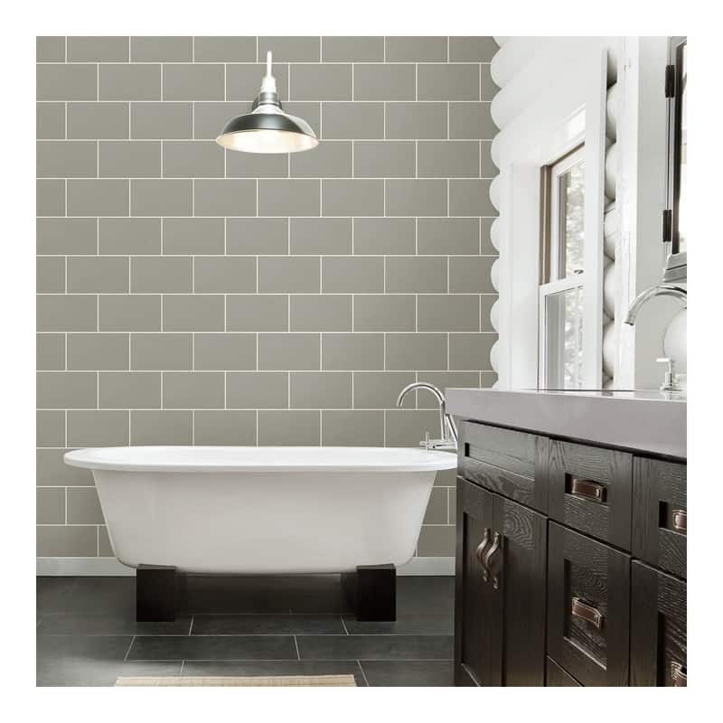 Advantage Neale Light Grey Subway Tile Wallpaper - 20.5 x 396 x 0.025