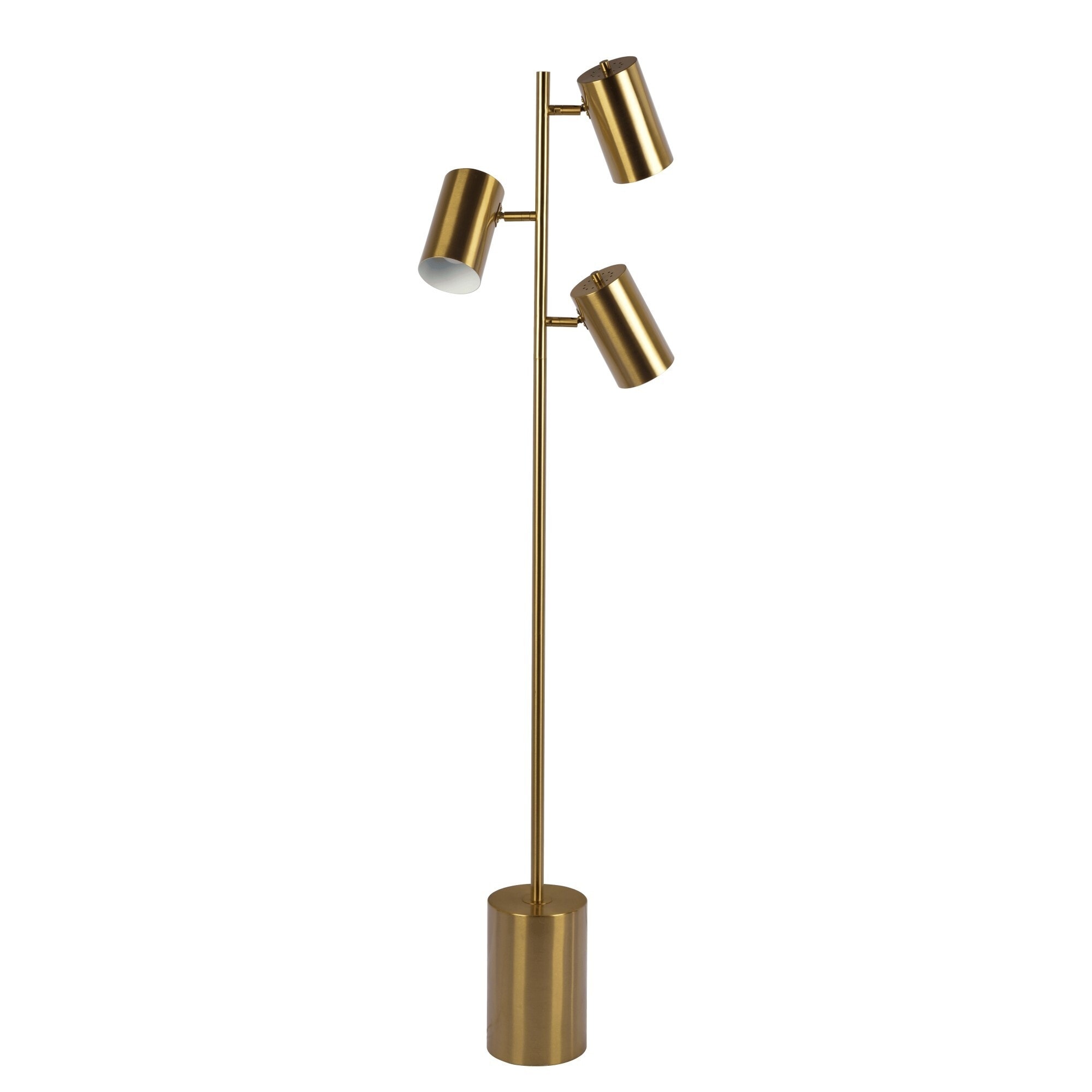 Stylish Brass Gold Floor Lamp with Rotary Switch, Metal Block Base