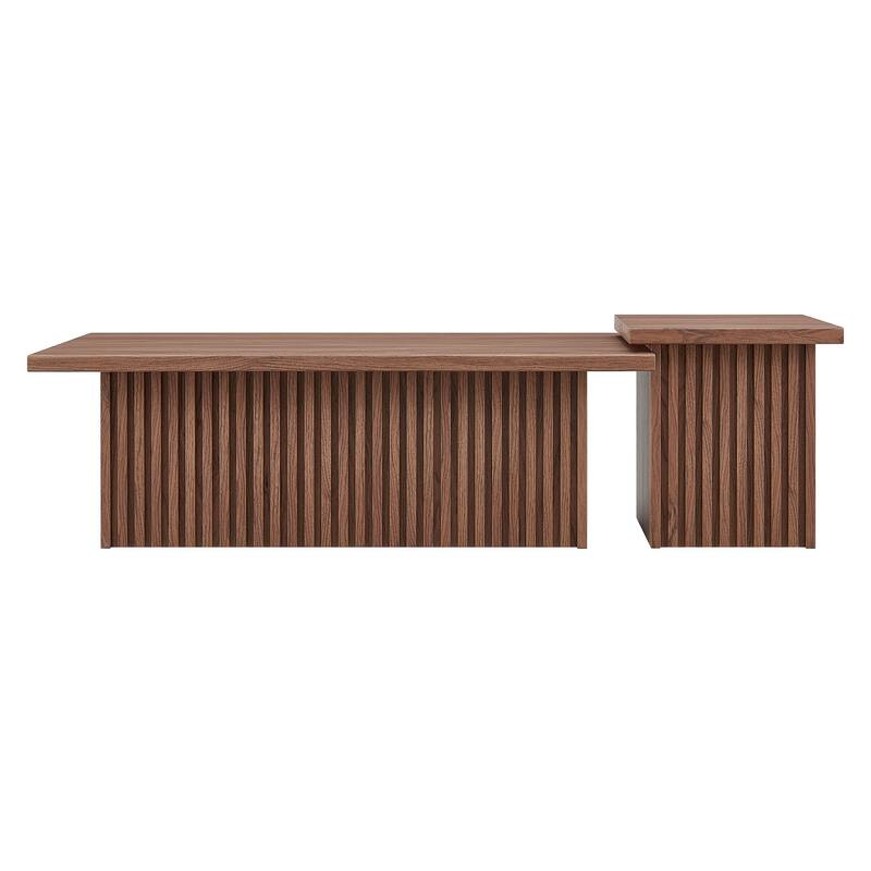 Render Nesting Faux Travertine Coffee Tables Set of 2