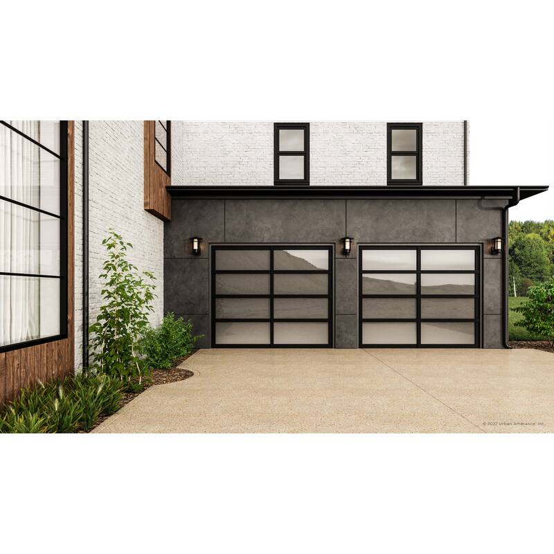 Luxury Mid-Century Modern Outdoor Wall Sconce, 12"H x 9.125"W, with Modern Style, Midnight Black, BWP1310 by Urban Ambiance - 12