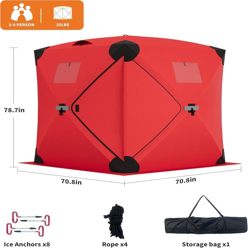 Pop-Up Ice Fishing Tent For 4 To 6 People - N/A