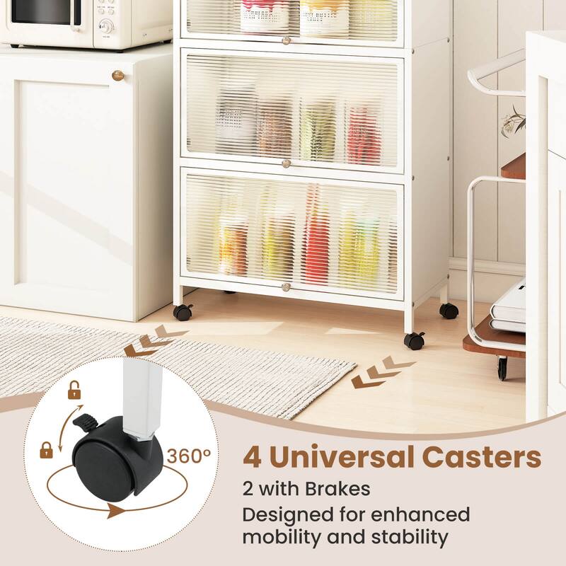 Costway 4-Tier Storage Cabinet with Door Freestanding Bathroom Cabinet - See Details