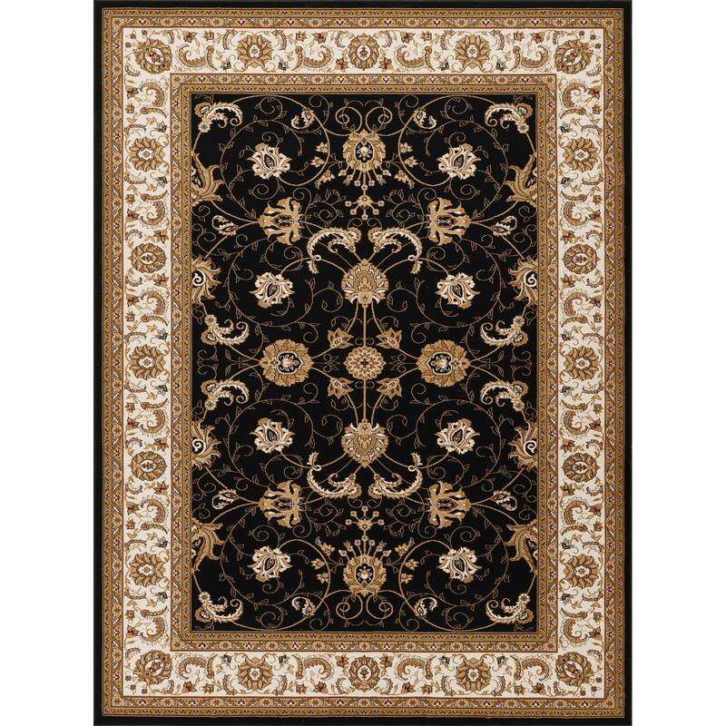 Black 5 ft. 3 in. x 7 ft. 3 in. Luxury Area Rug, 0.43 Pile Height – Sophisticated Warmth for Any Room - 6' x 7' - Straw Stripe