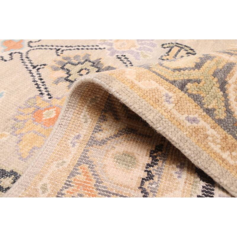 ECARPETGALLERY Hand-knotted Modern Oushak Light Grey Wool Rug - 4'1 x 6'2