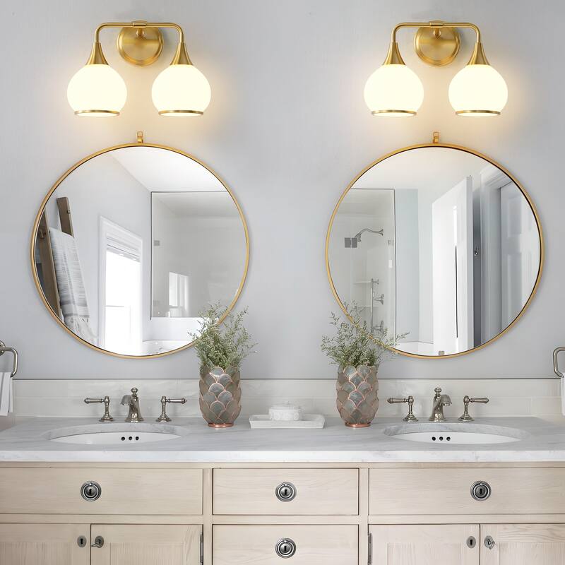 Modern Vanity Lights Dimmable Bathroom Light Fixtures with Glass Shade