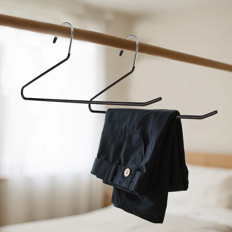 BP4U Open-Ended Metal Pants Hangers, Steel Towel & Scarf Hangers for Jeans, Trousers, Dresses & Bath Towels