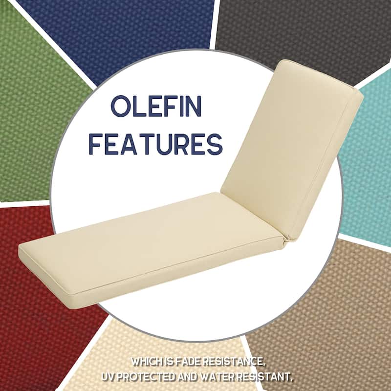Aoodor Patio Chaise Lounger Cushions Set of 2, Olefin Fabric, Water-Resistant, 72x21x3 Inches(Only Cushions) - N/A