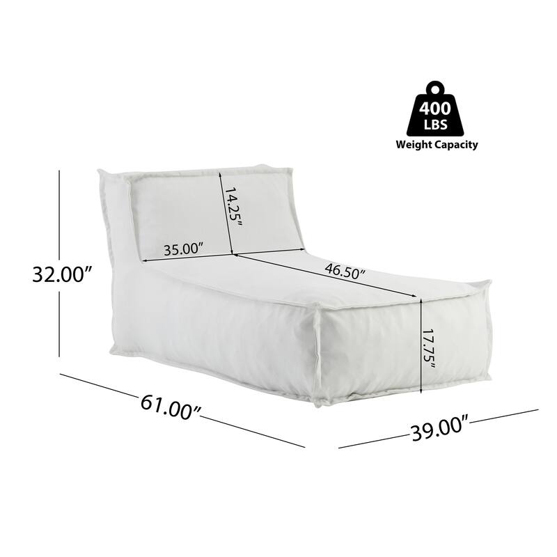 Roomfitters Ramona Outdoor Bean Bag Lounge Chair with Water Resistant Fabric, Light Grey