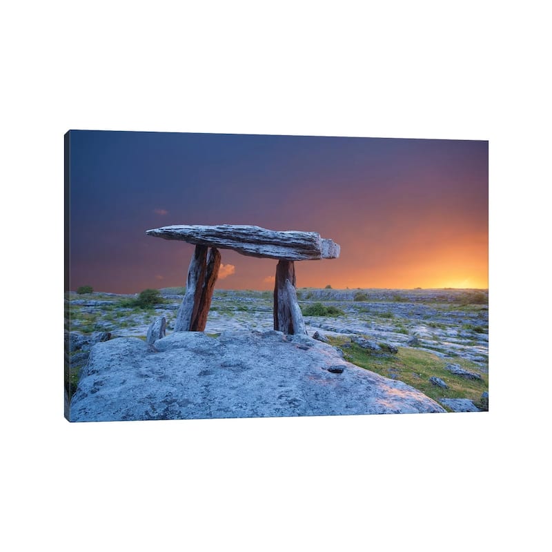 iCanvas "Fiery Dawn At Poulnabrone Dolmen, The Burren, County Clare, Ireland" by Gareth McCormack Canvas Print
