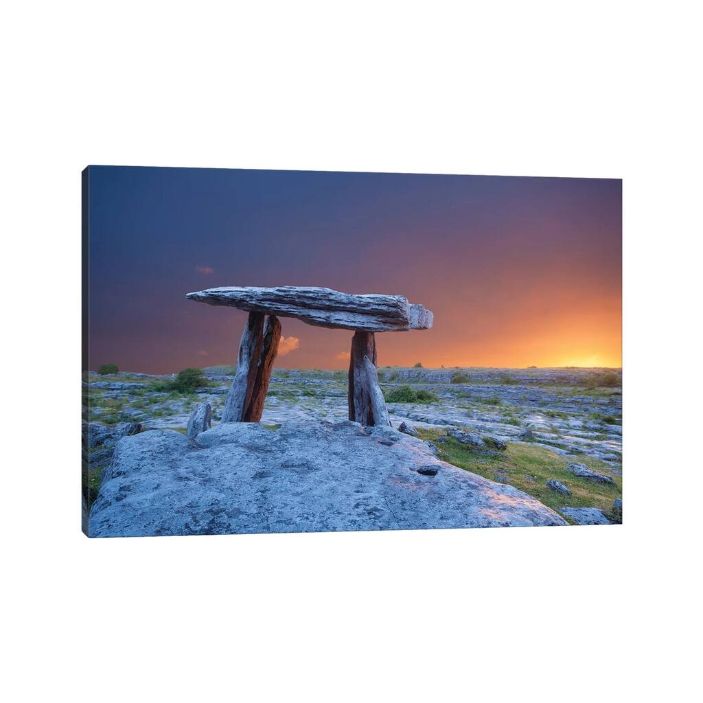 iCanvas "Fiery Dawn At Poulnabrone Dolmen, The Burren, County Clare, Ireland" by Gareth McCormack Canvas Print
