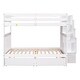 preview thumbnail 9 of 7, White Full over Full Bunk Bed with 2 Drawers and Staircases, Convertible into 2 Beds