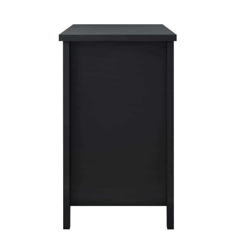 Farmhouse Black Solid Wood Entryway Storage Cabinet with Six Drawers