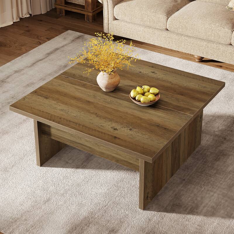 Square Coffee Table, 39.4-Inch Farmhouse Cocktail Tea Center Table