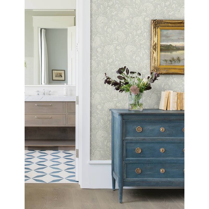 Chesapeake Vadouvan Light Blue Jacobean Trail Wallpaper