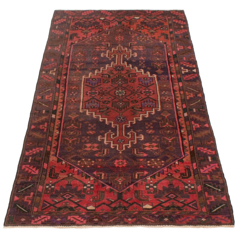 ECARPETGALLERY Hand-knotted Andelz Navy, Red Wool Rug - 3'6 x 7'3