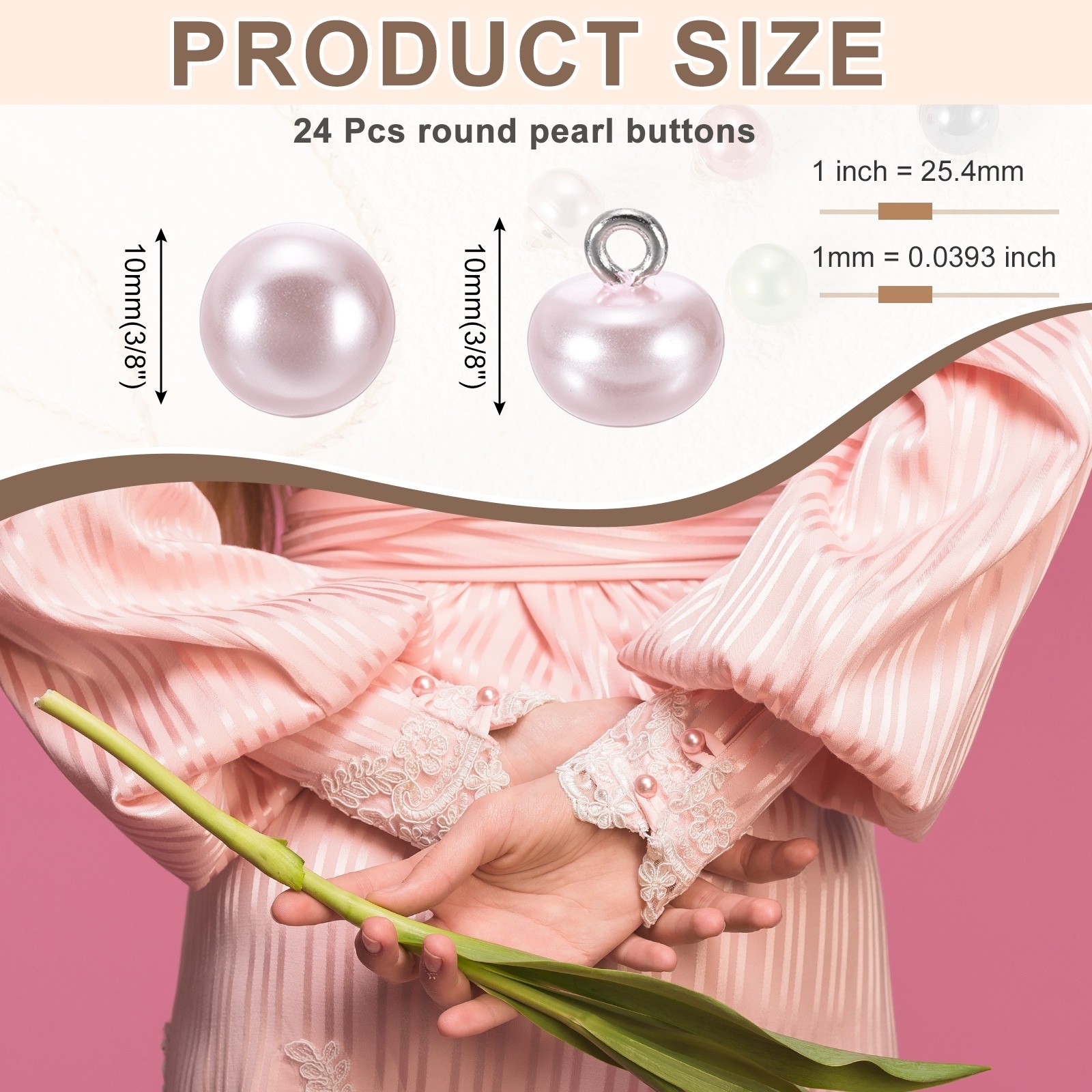 Round Faux Pearl Buttons Gold Metal Shank Sewing Button Replacement for Sewing Clothing Bridal Wedding DIY Crafts