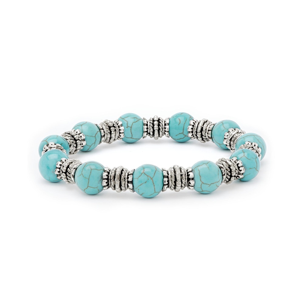 Sterling Silver Mini Butterfly With Simulated Blue Turquoise Chips Inlay Charm