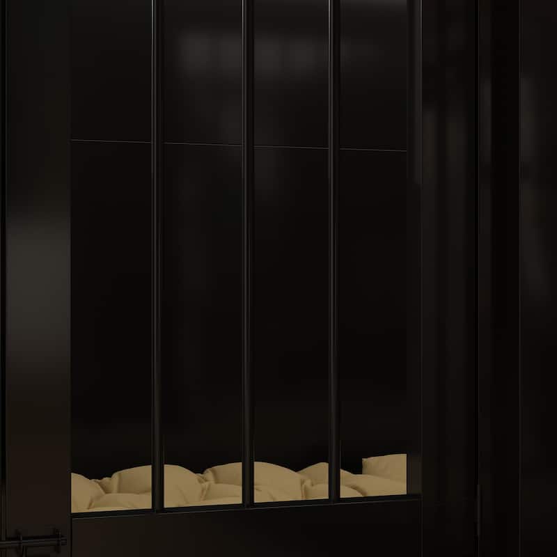 Corner Dog Crate Furniture for 2 Dogs with Double Rooms & Divider