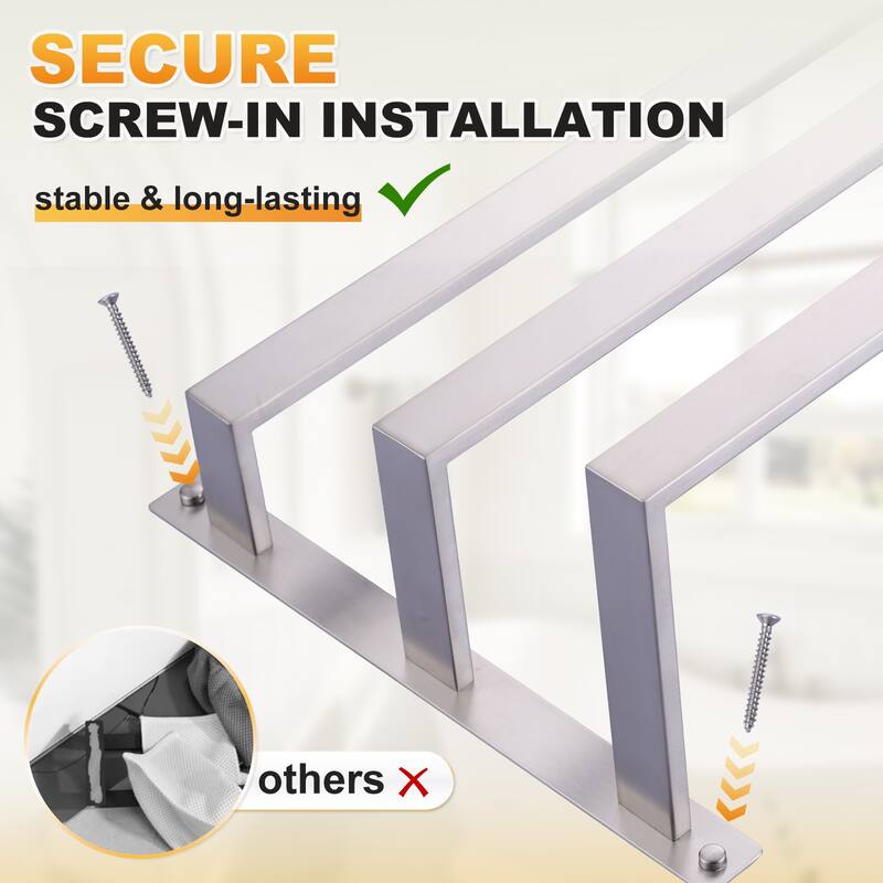 WOWOW Modern Wall-Mounted Stainless Steel Tiered Three-Tier Towel Rack