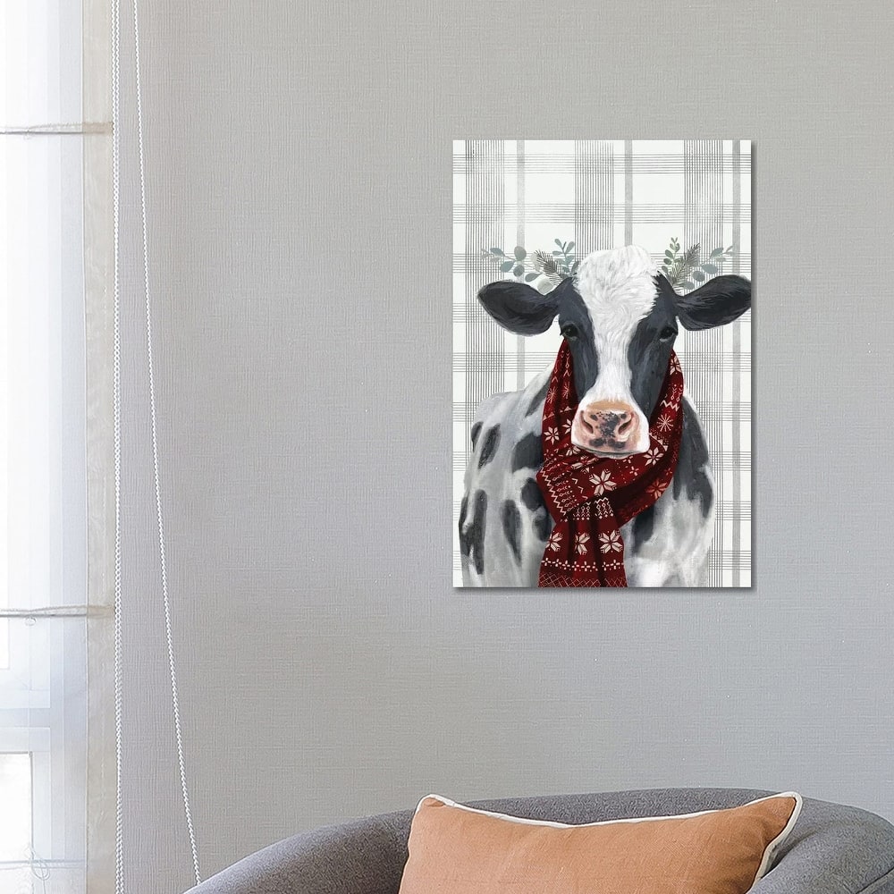 iCanvas "Yuletide Cow I" by Victoria Borges Canvas Print