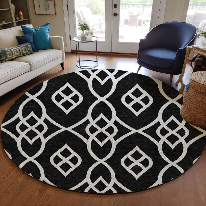 Machine Washable Indoor/ Outdoor Chantille Modern Trellis Rug