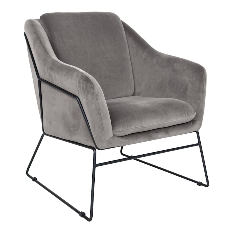 Harmony Mid-Century Modern Velvet Upholstered Accent Arm Chair with Metal Frame for Home Office Living Room & Bedroom