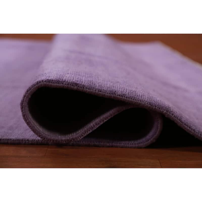 Hand Knotted Oriental 100% Wool Carpet Modern Solid Purples Gabbeh Area Rug - 11' 2'' X 8' 1''