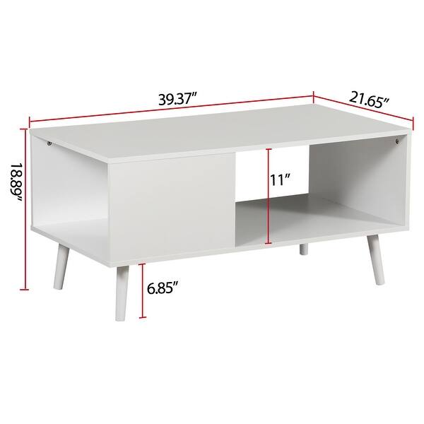 2-Tier White Wooden Coffee Table with Storage Shelf - Bed Bath & Beyond ...