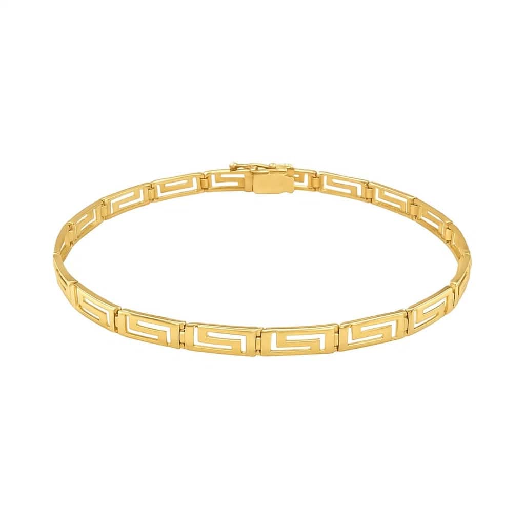 MayaMila 14k Yellow Gold Greek Fret Design Fancy Bracelet