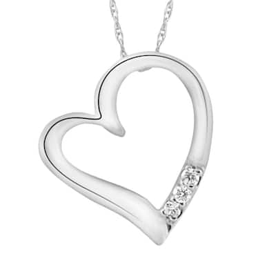 Diamond Pendant Heart Shape Necklace in White, Yellow, or Rose Gold Lab Grown