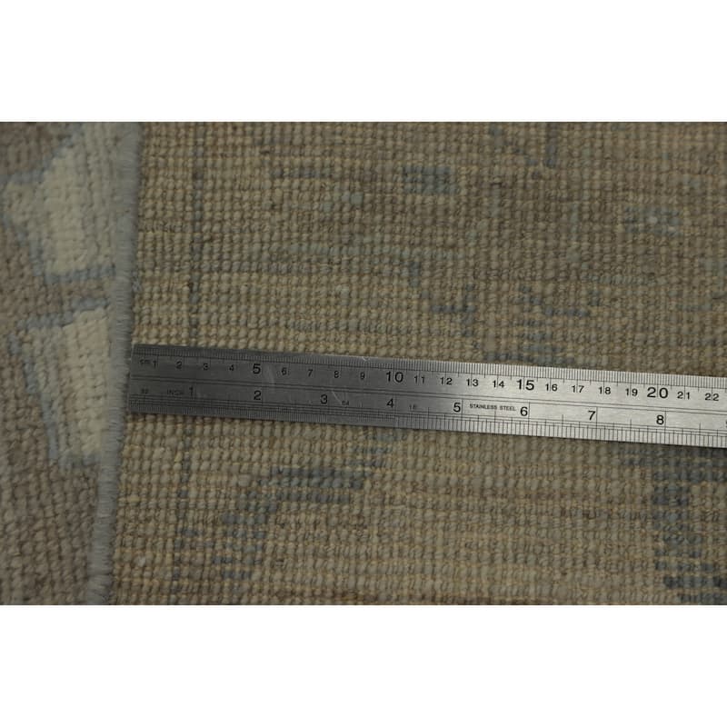 Earth Tone Wool Oushak Vegetable Dye Large Rug, Floral Geometric Carpet - 13' 10'' X 10' 0''