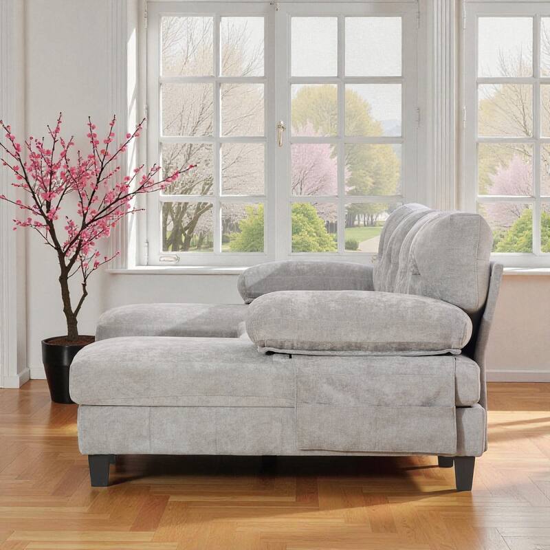 103.5" U-Shaped Sectional Sofa with Dual Chaise Lounges, Chenille Upholstery, Storage Pockets and Armrest Pillows