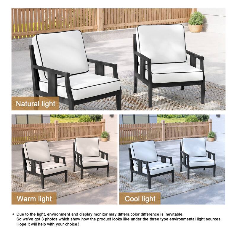 2 Set Outdoor Patio Club Chair with Cushion Patio Arm Lounge Chair