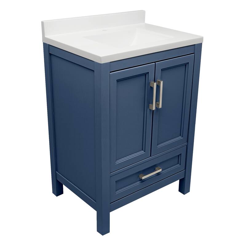 Nevado 25 in. W x 19 in. D x 36 in. H Bath Vanity in with White Cultured Marble Top Single Hole