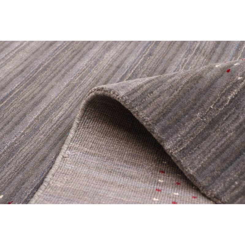 ECARPETGALLERY Hand Loomed Kashkuli Gabbeh Dark Grey Wool Rug - 4'10 x 6'11